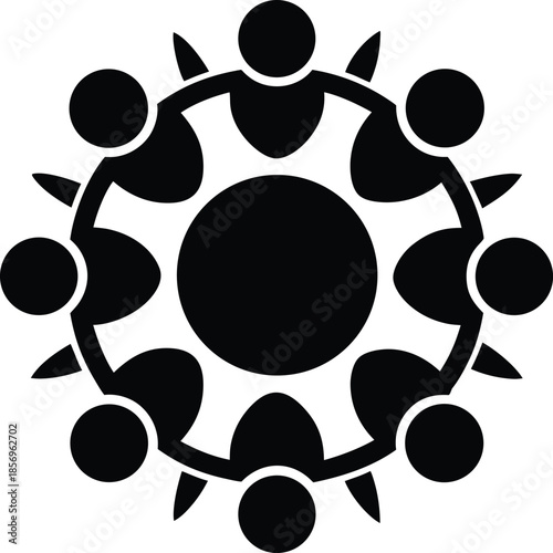 Community support circle silhouette vector art illustration and minimal black and white design