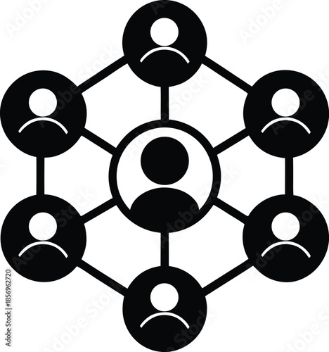 Community network icon silhouette vector art illustration and minimal black and white design