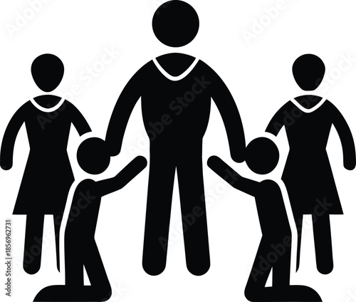 Community volunteering icon silhouette vector art illustration and minimal black and white design