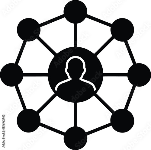 Digital community network icon silhouette vector art illustration and minimal black and white design