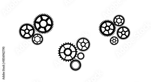 A group of interlocking gears mechanism.