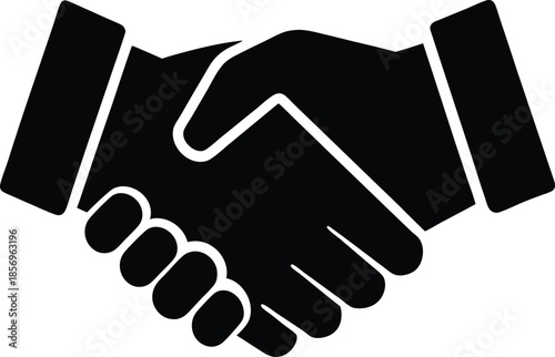 Handshake icon silhouette vector art illustration and minimal black and white design