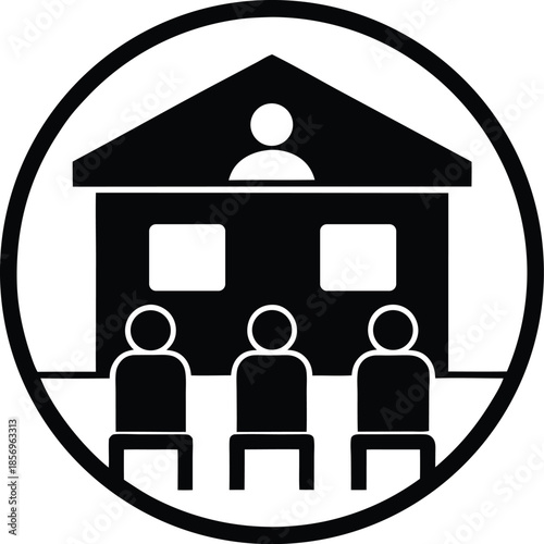 Inclusive classroom icon silhouette vector art illustration and minimal black and white design