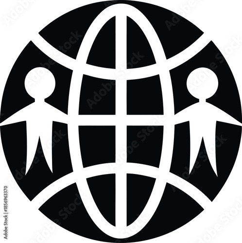 International friendship symbol silhouette vector art illustration and minimal black and white design
