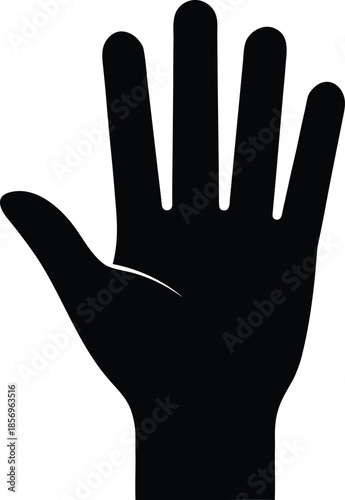 Open hand of support silhouette vector art illustration and minimal black and white design