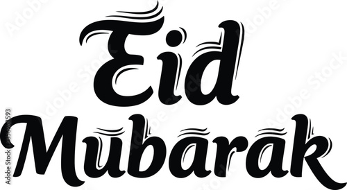 Bold and Stylized Eid Mubarak Text Greeting Design for Islamic Festivals Holidays and Community Events