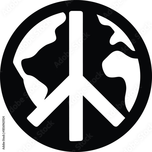 World peace icon silhouette vector art illustration and minimal black and white design