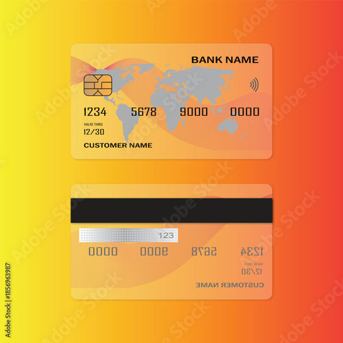 Realistic plastic debit card vector design.