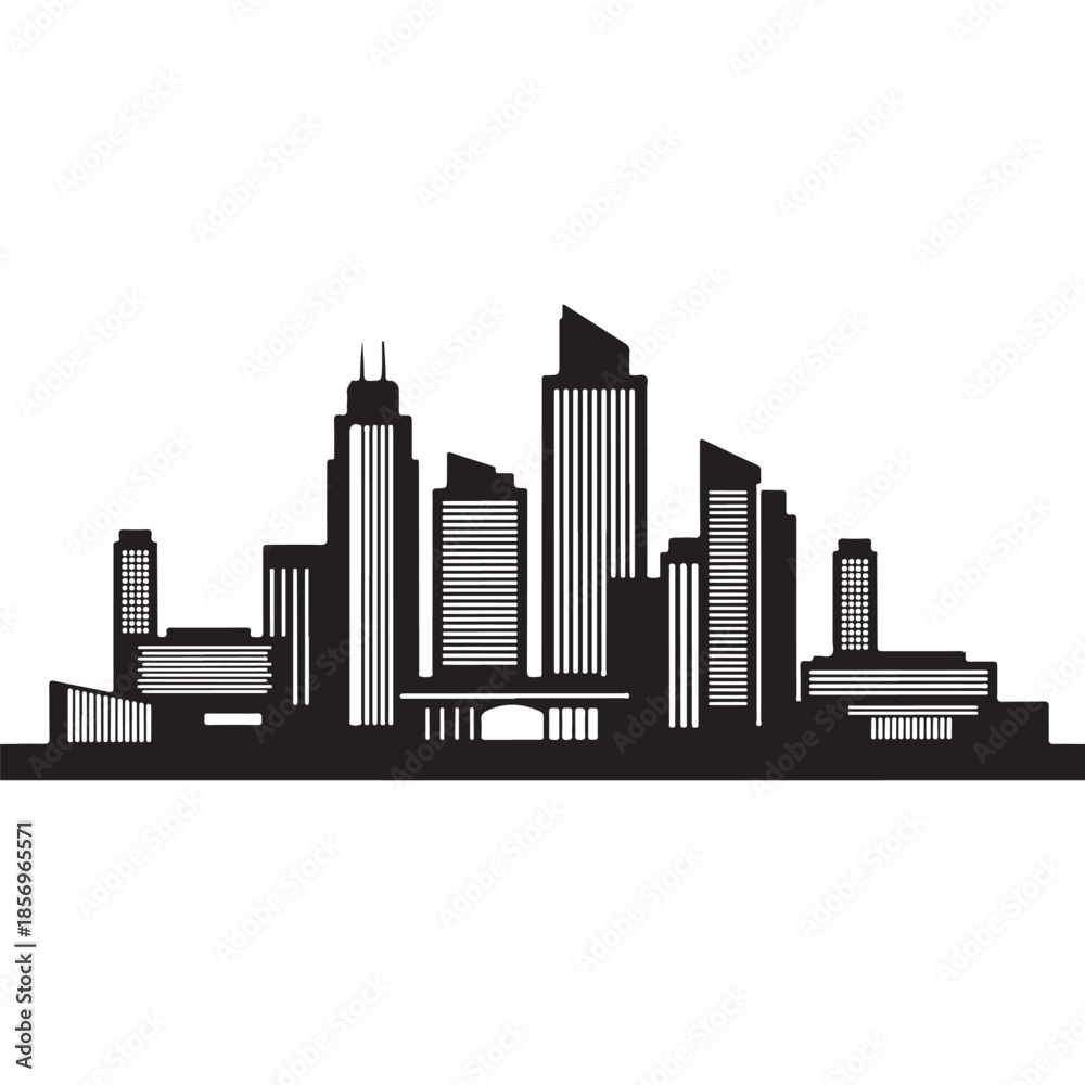 Naklejka premium Urban city skyline silhouette with fireworks celebration