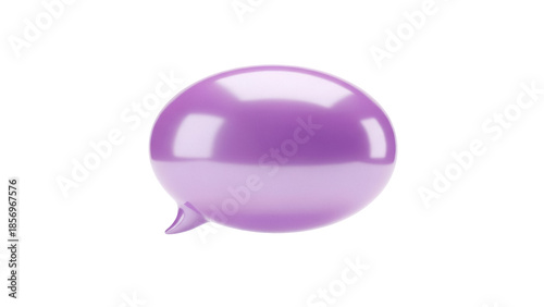 Billede på lærred Glossy purple speech bubble PNG isolated on transparent background, 3D rendering