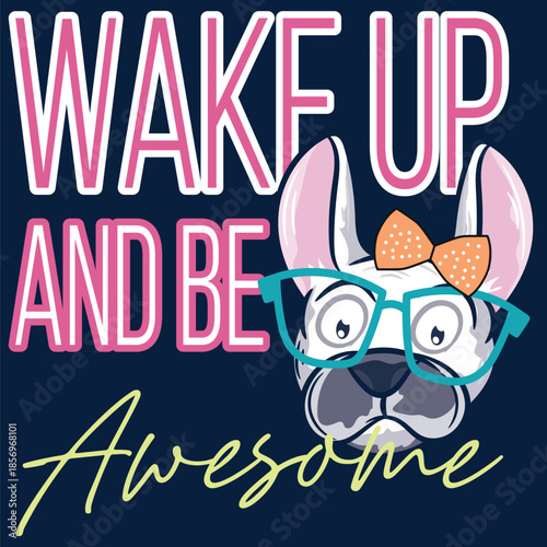 French bulldog design with numbers, patches, and decorative elements in a collegiate sportswear style. Patches and rhinestones with crystals.