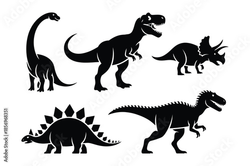Collection of Prehistoric Dinosaur Species Silhouettes