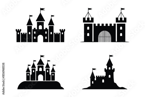 Medieval Fortress and Fairy Tale Castle Silhouettes