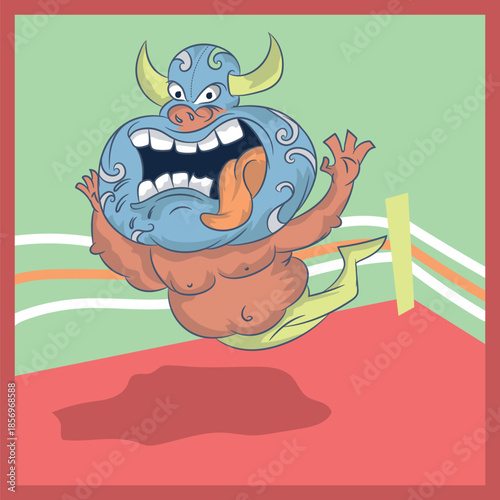 Mexican wrestler with mask in different poses, design of Mexican culture, urban lifestyle and with entrances and moves of the wrestling.