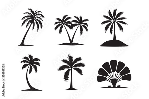 Tropical palm tree silhouettes for beach and summer travel design