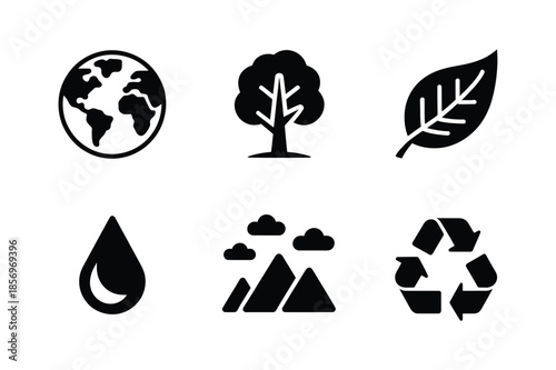 Ecology and environmental protection icons for green living