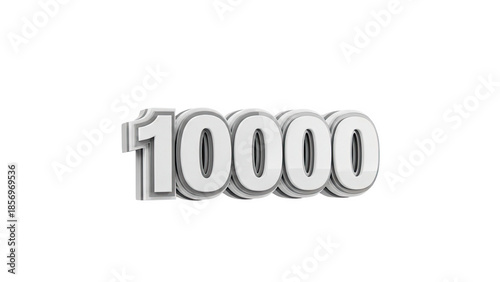 3D Render of the number 10000 on transparent background