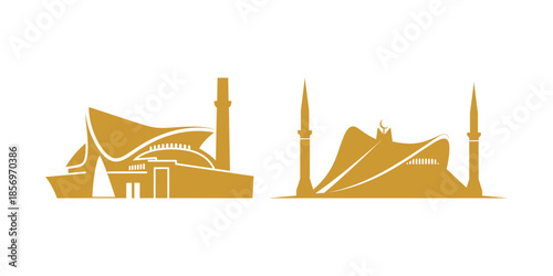 Ramadan holiday monuments, Baku skyline icons and cultural symbols