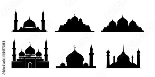 Elegant Mosque Silhouettes Collection for Ramadan Celebrations and Islamic Festivals