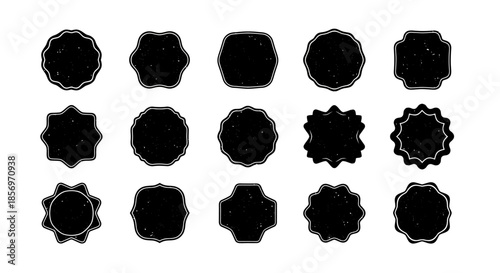 Collection of various black geometric shapes.