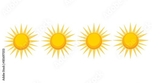 A row of bright yellow sun icons.