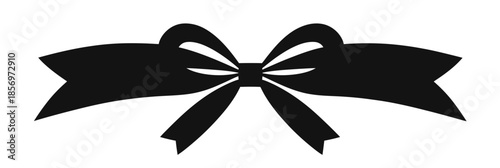 Black Ribbon Bow Flat Minimalist Silhouette Vector Icon Symbol for Decoration and Design Element Illustration