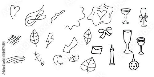 Collection of various food and dining illustrations