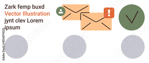 Email alerts, notification systems, digital communication, mailbox apps, online interaction, information updates. Two envelopes with icons showing a user profile and an alert. Email alerts