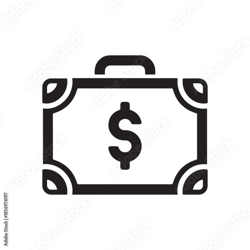 Money Briefcase Icon – Business Finance, Investment, Banking, Salary, and Wealth Management Symbol.