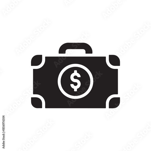 Money Briefcase Icon – Business Finance, Investment, Banking, Salary, and Wealth Management Symbol.