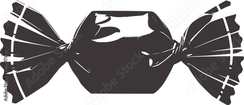 Dark gray wrapped candy with twisted ends wrapper