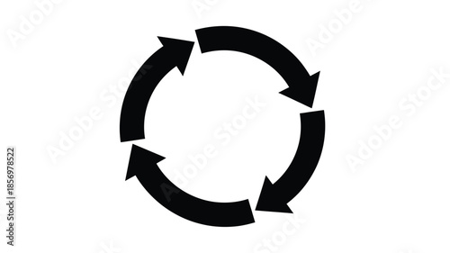 Circular arrow design with four points moving clockwise a striking silhouette