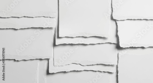 Torn paper sheets in a collage.