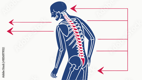 “Back pain illustration SVG, flat vector, human spine highlight, medical infographic style”