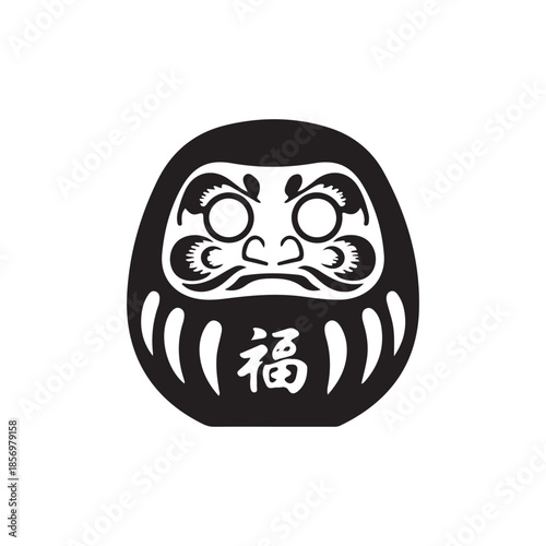 simple japanese daruma icon in solid fill style