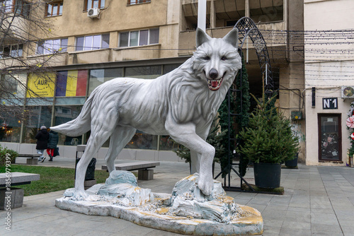 Decoration on the streets of the Christmas market in Craiova Romania
