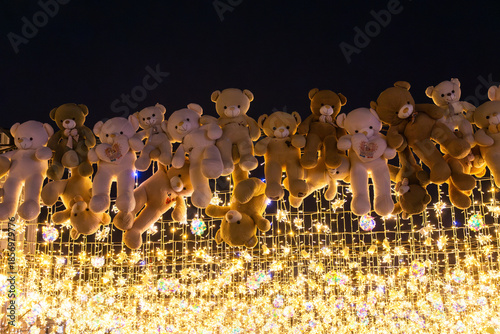 Decoration on the streets of the Christmas market in Craiova Romania