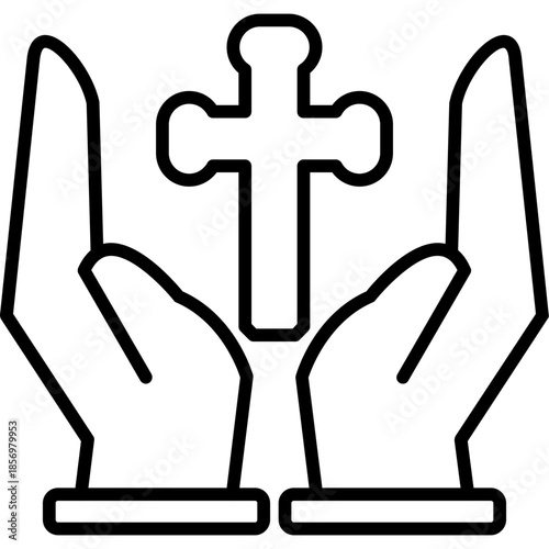 Praying Hands with Cross Icon