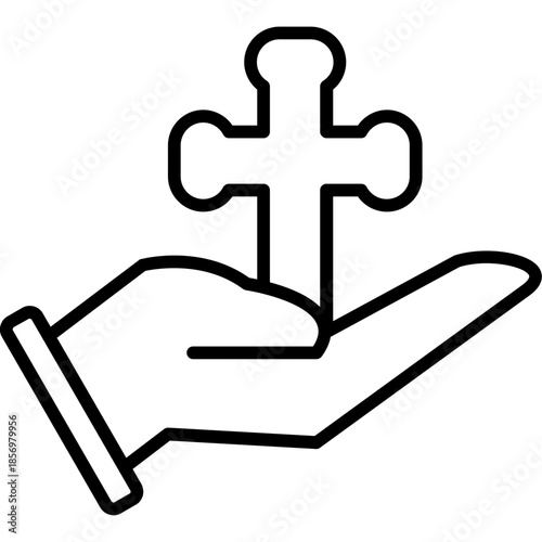 Hand Holding Cross Icon