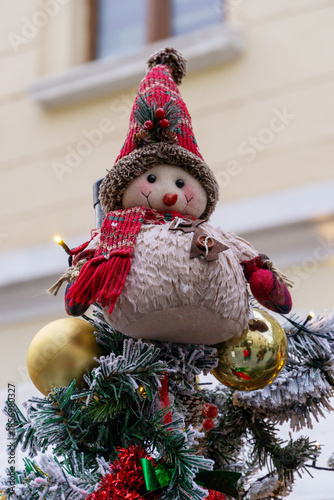 Decoration on the streets of the Christmas market in Craiova Romania
