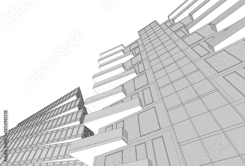 Abstract architecture 3D rendering
