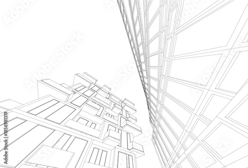 Abstract architecture 3D rendering
