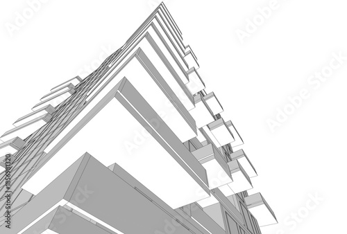 Abstract architecture 3D rendering