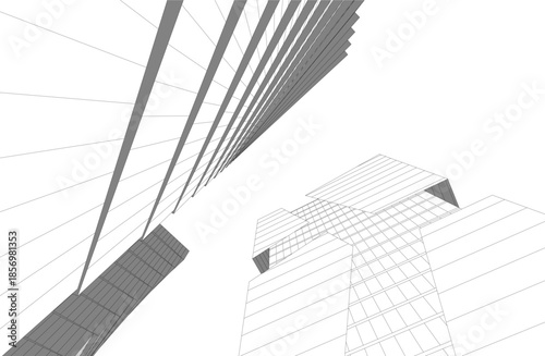 Abstract architecture 3D rendering
