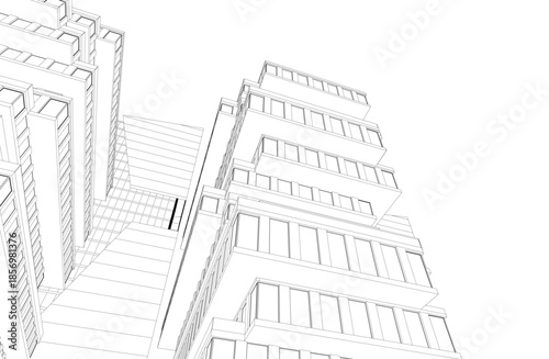 Abstract architecture 3D rendering