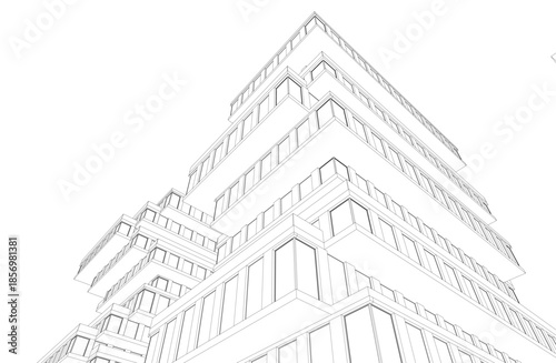 Abstract architecture 3D rendering