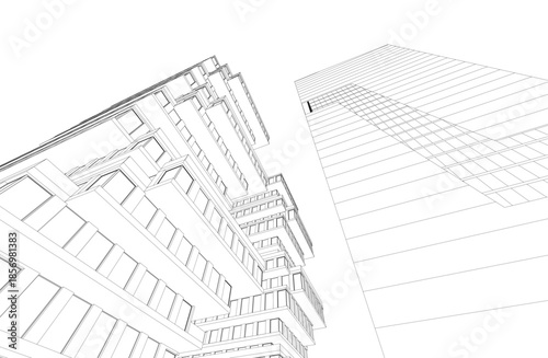 Abstract architecture 3D rendering