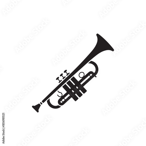 simple marching band trumpet icon in solid fill style