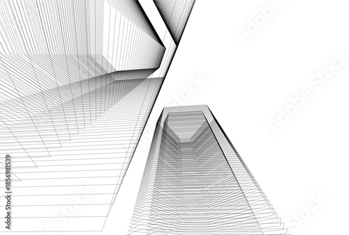 Abstract architecture 3D rendering