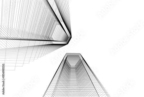 Abstract architecture 3D rendering
